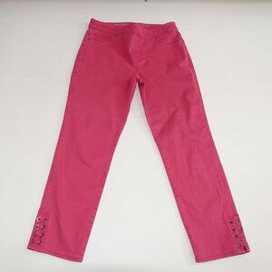 Chico's Womens Girlfriend Slim Leg Ankle Pull On Jeans Size 0.5 / 6 Pink Stretch